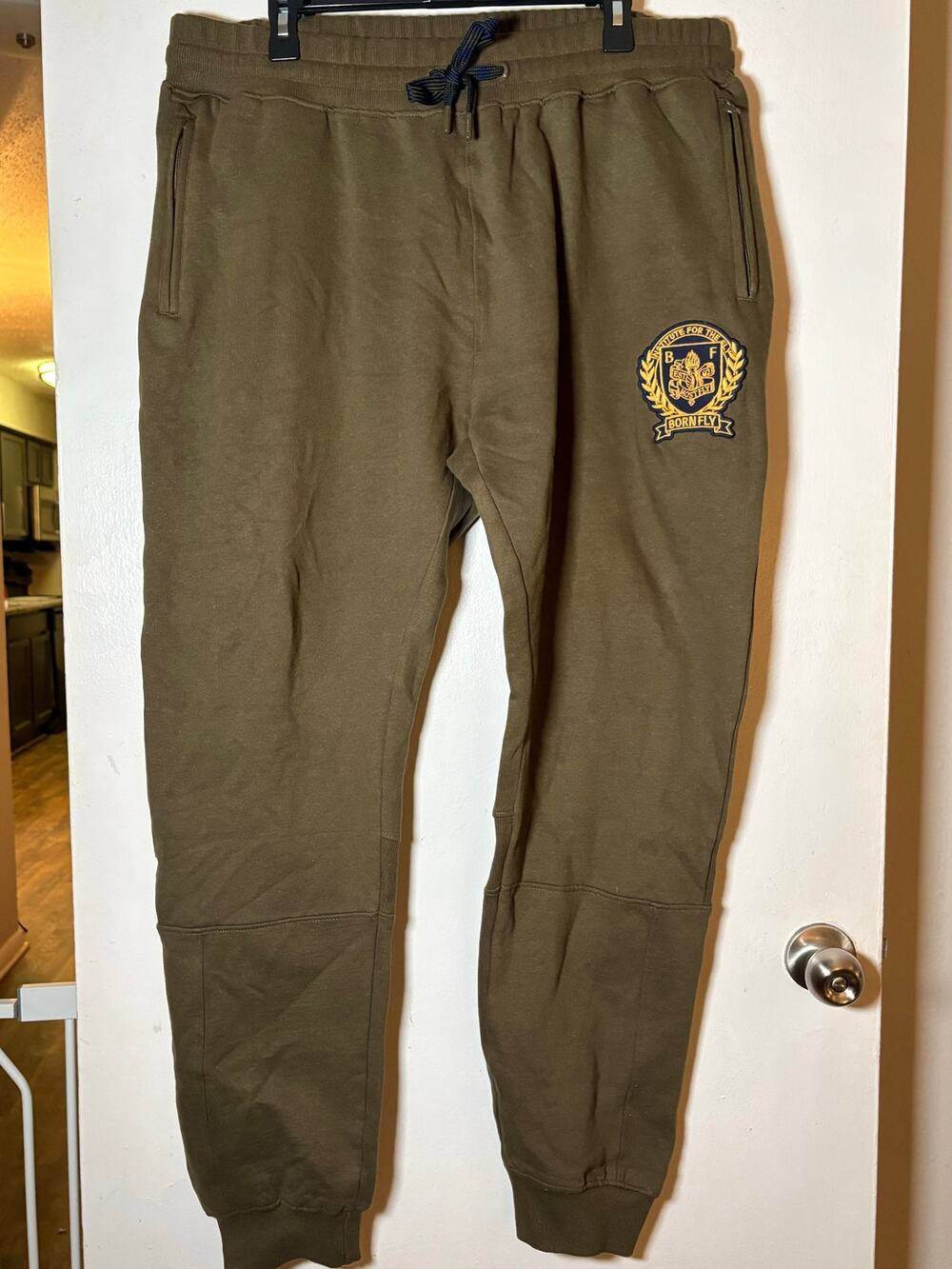 Born Fly Men's Green Jogger Pants XL Drawstring Pockets Cotton/Poly